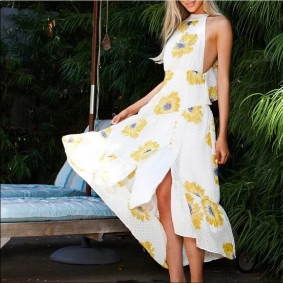 Ivory floral halter maxi dress - Picture 5 of 5